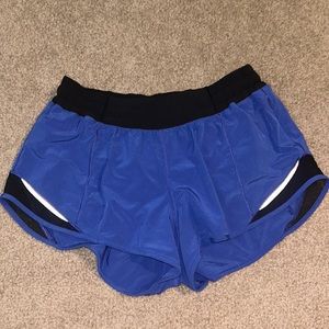 Blue and black lululemon hotty hot 2.5 inch inseam shorts